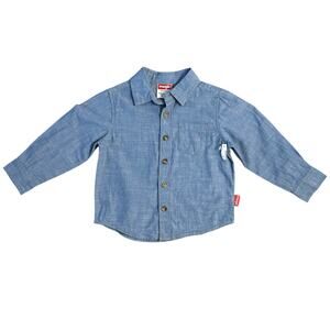 Wrangler Long Sleeve Button Down Shirt Western Cowboy Chambray Blue Toddler 2T